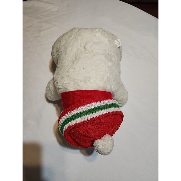 Plush Polar Bear Detachable Red Taboggan Scarf 14" White No Tag Details - Picture 7 of 13